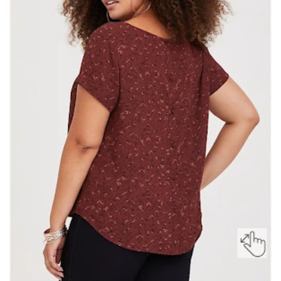 Torrid Abbey Geo Georgette Button Back Plus Size Top Flowy Wrinkle Free Western - Picture 12 of 12
